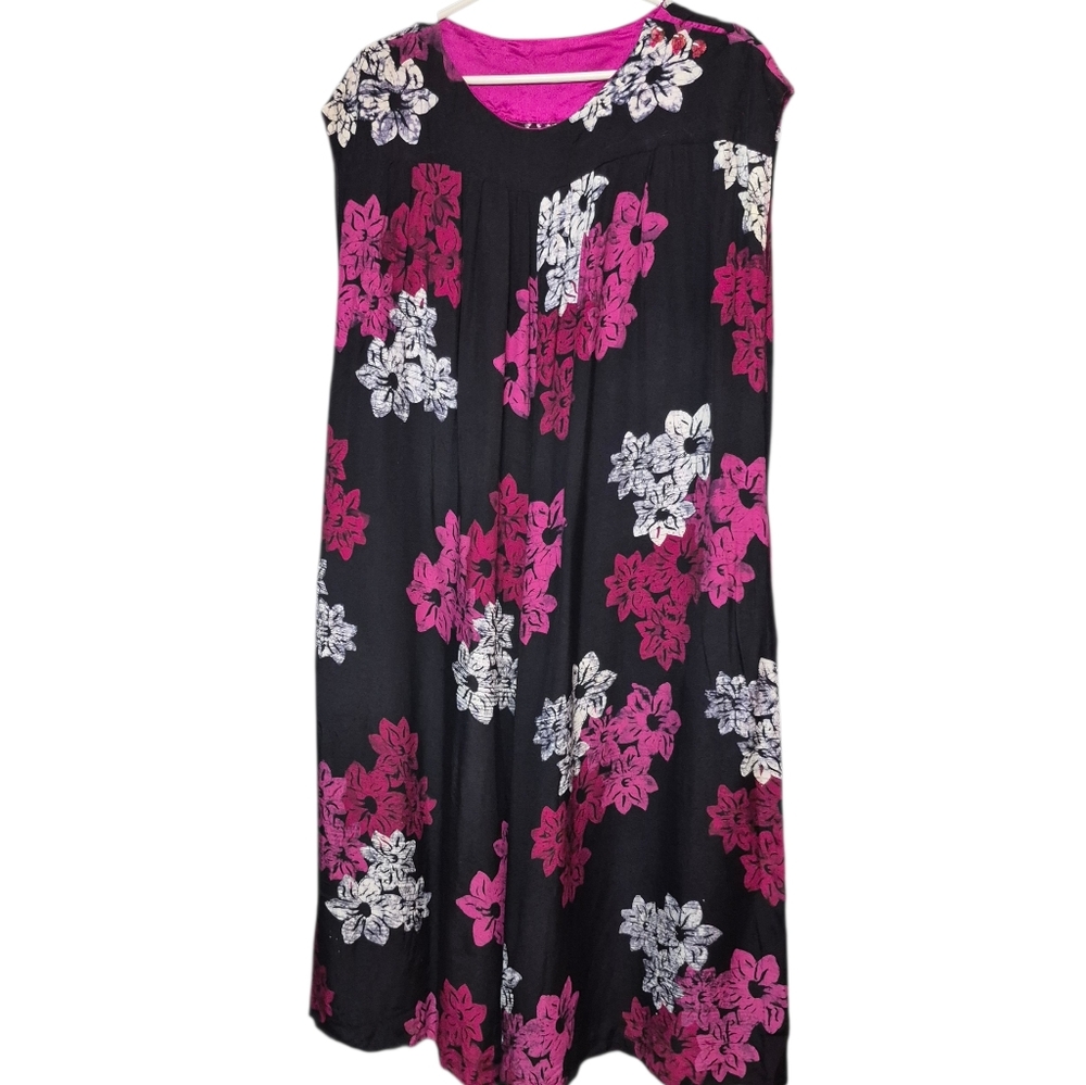 Homemade Floral Sleeveless Dress MuuMuu Pockets Women's One Size